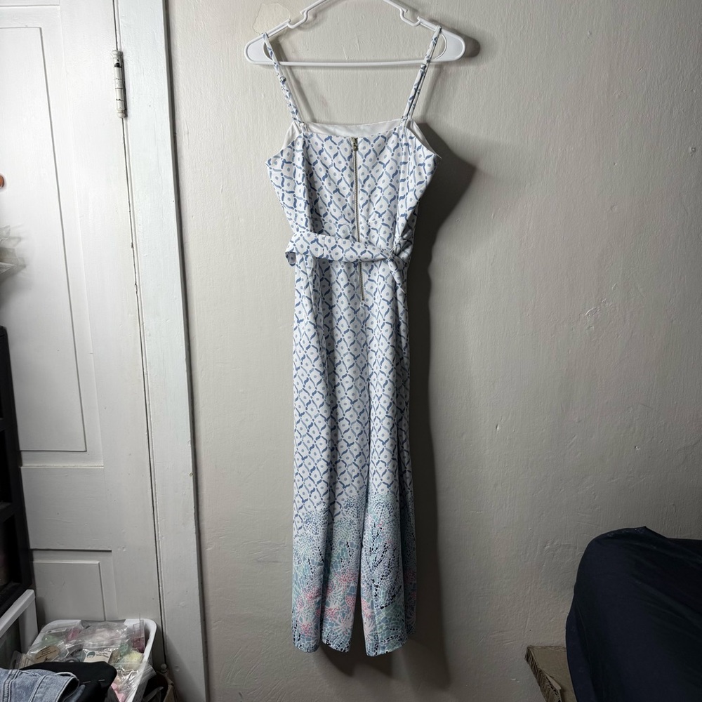 Lilly Pulitzer White Sea La Vie Wide Leg Belted Tank Sandra Jumpsuit - Picture 5 of 8